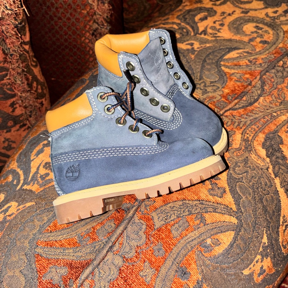 Timberland Kids Navy and Tan Boots